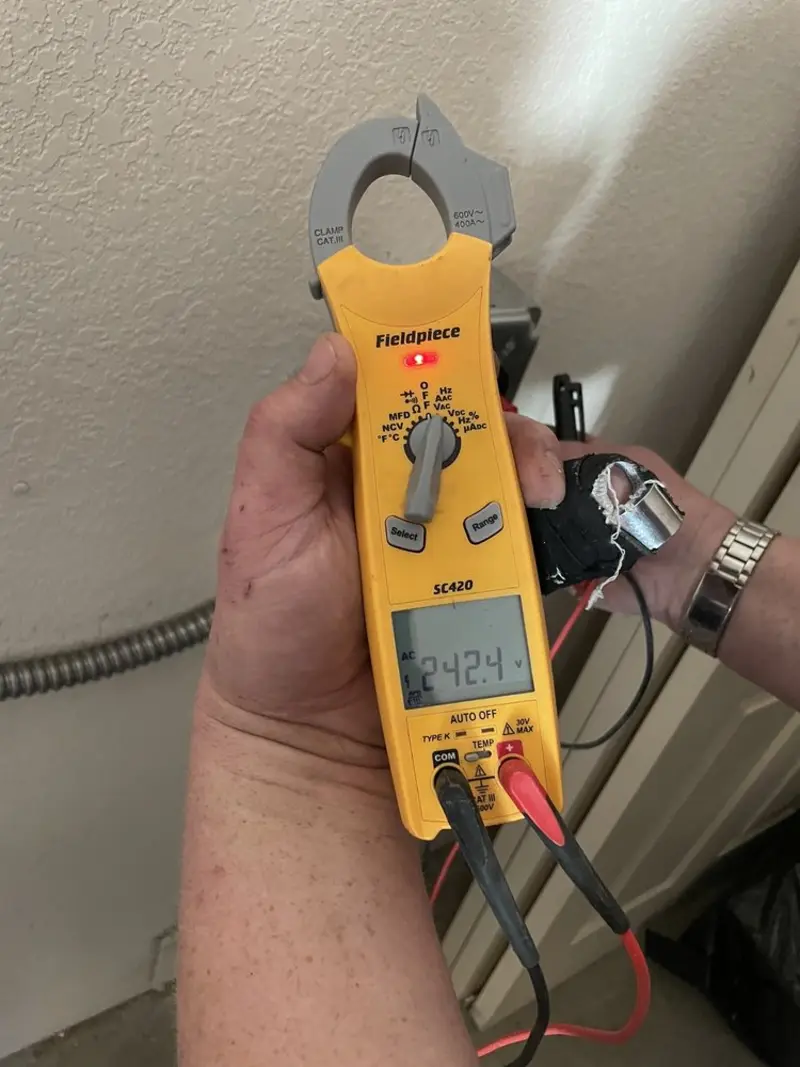 Voltage testing with clamp meter during Generator Installation in Willingboro